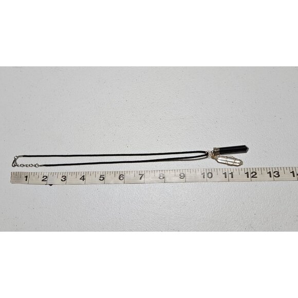 Obsidian Wired Crystal Pendulum Pendant Necklace Spiritual Grounding Jewelry - Picture 6 of 7